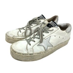 Golden Goose Hi Star Sneakers White Leather Silver Star Distressed